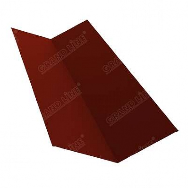Планка ендовы верхней 145х145 0,5 Satin с пленкой RAL 3009 оксидно-красный